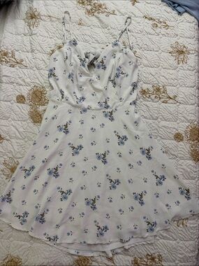 Windsor White Floral Slip Dress with Blue Flowers
